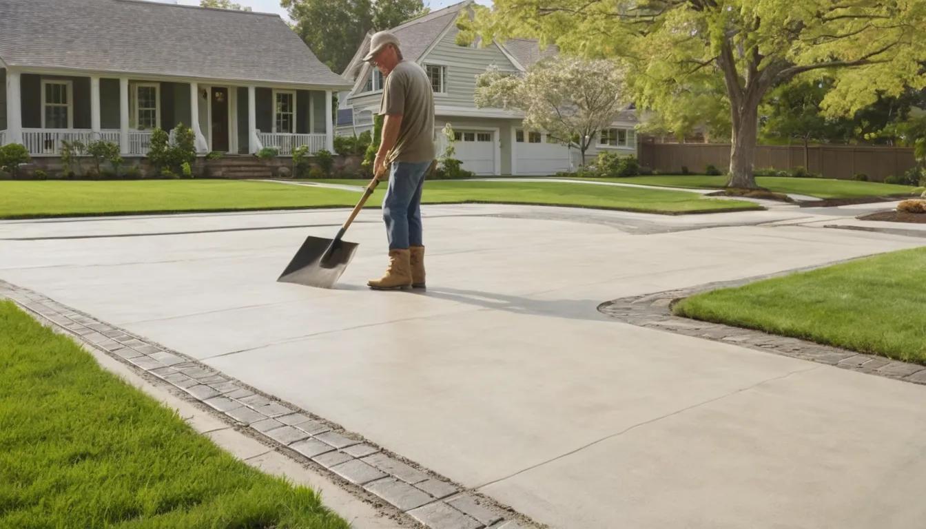 Freshly poured concrete driveway in front of a colonial home in Mount Airy
